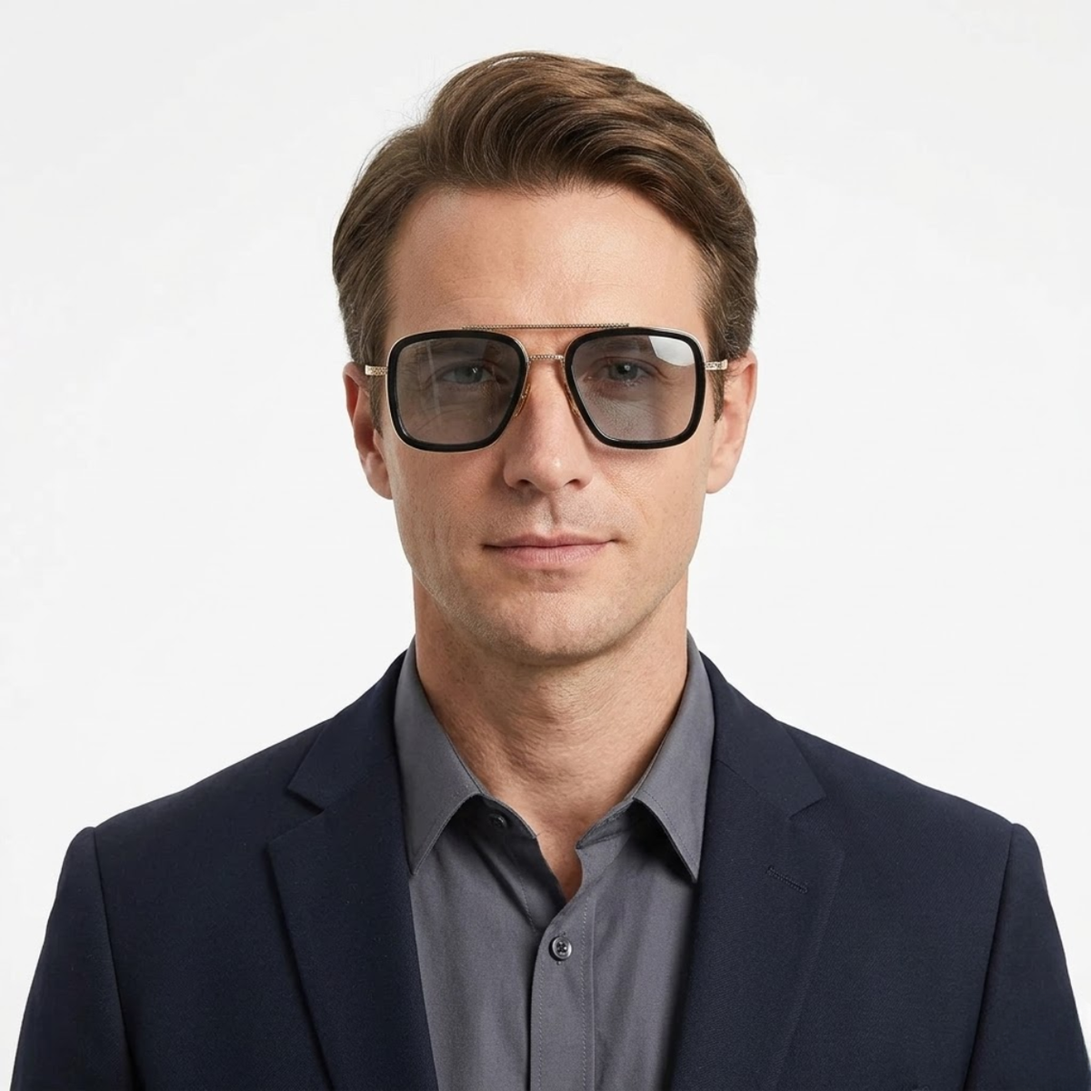 Lunettes aviateur carrées avec monture légère et verres de protection UV