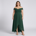Robe de soirée grande taille pour femme longue de cérémonie avec fente et épaules dénudées