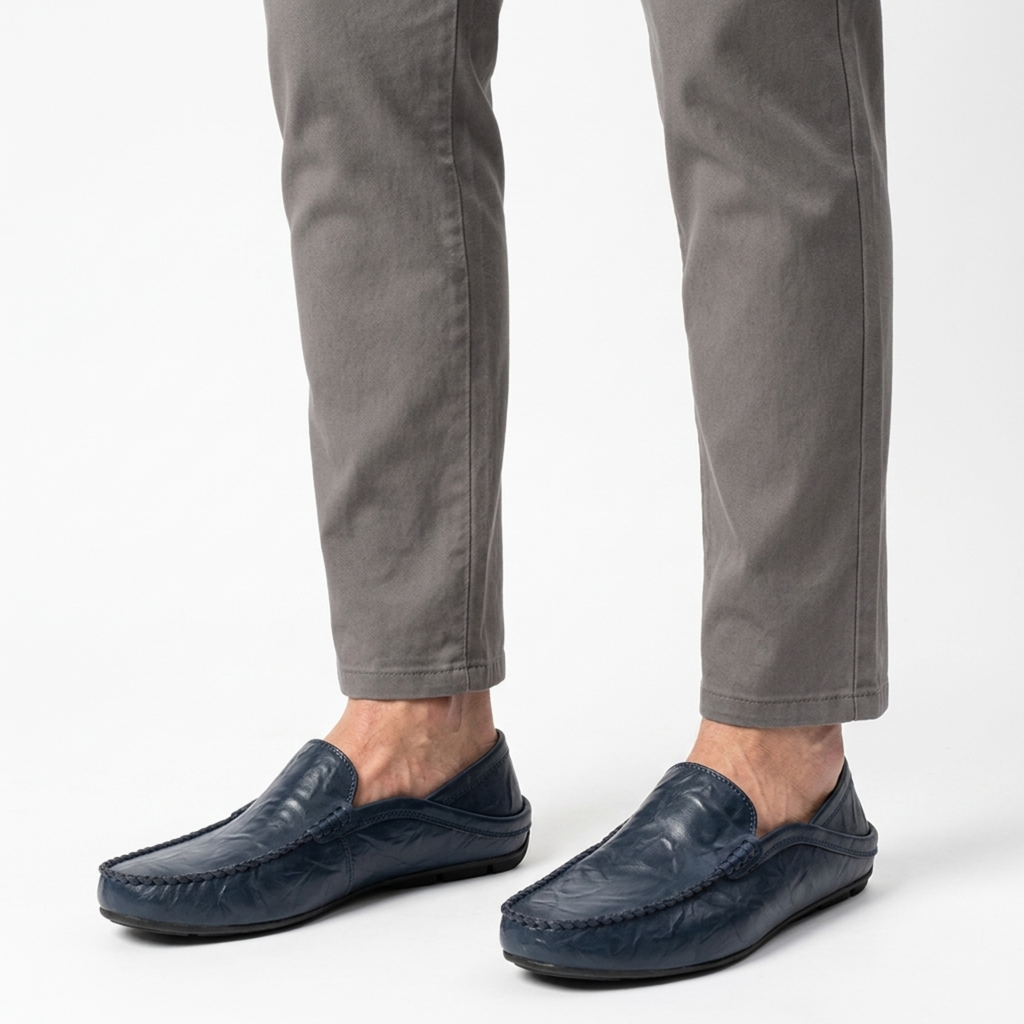 Mocassins homme en cuir — talon rabattable — voyage et style décontracté