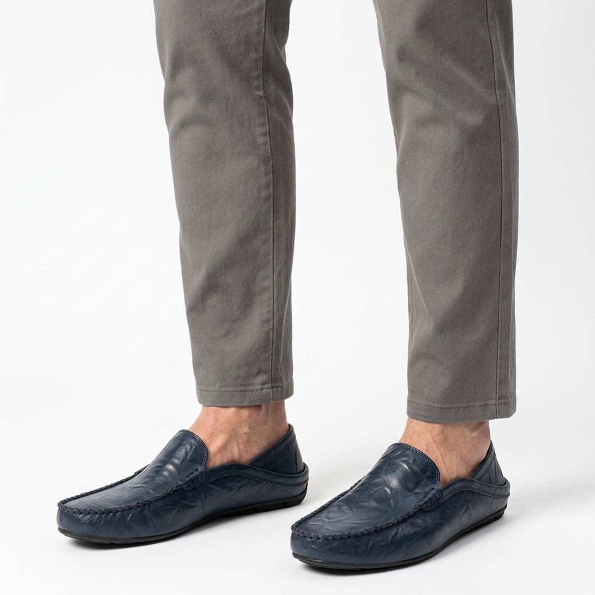 Mocassins homme en cuir — talon rabattable — voyage et style décontracté