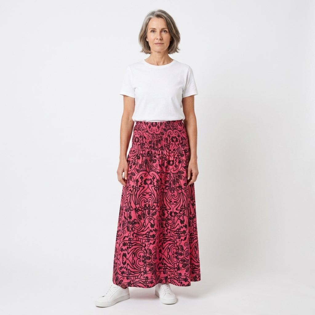 Jupe maxi longue bohème — taille haute élastique — vacances d'été