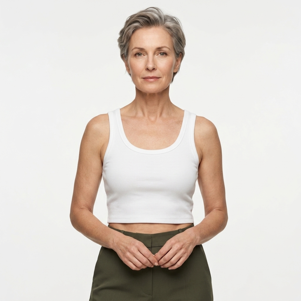 Débardeur crop top femme — maille côtelée — col carré — plage et vacances