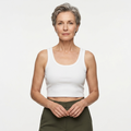 Débardeur crop top femme — maille côtelée — col carré — plage et vacances