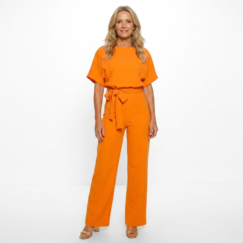 Combinaison pantalon large — manches courtes et ceinture — quotidien