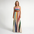 Robe longue femme bohème — bustier sans bretelles — plage et été