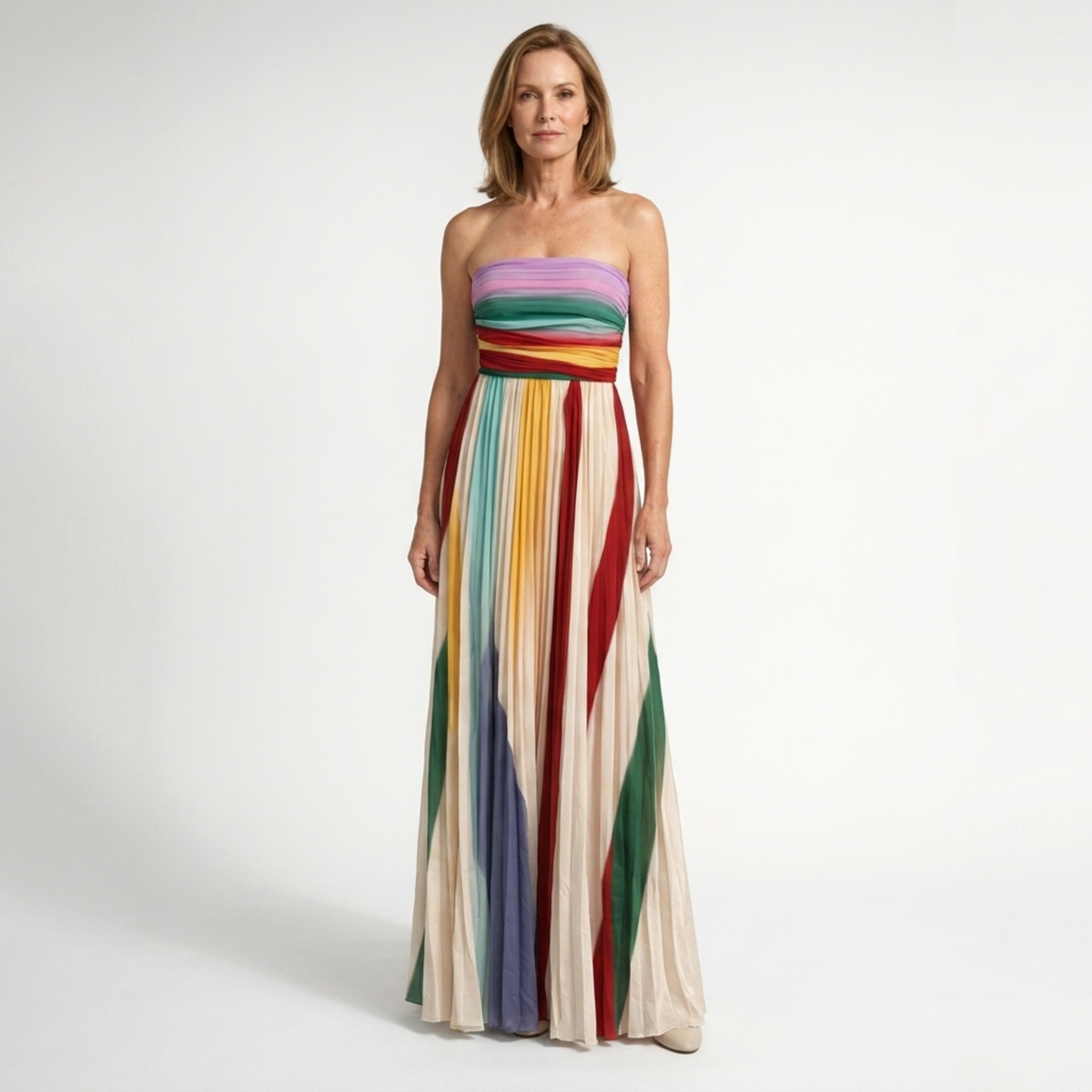 Robe longue femme bohème — bustier sans bretelles — plage et été