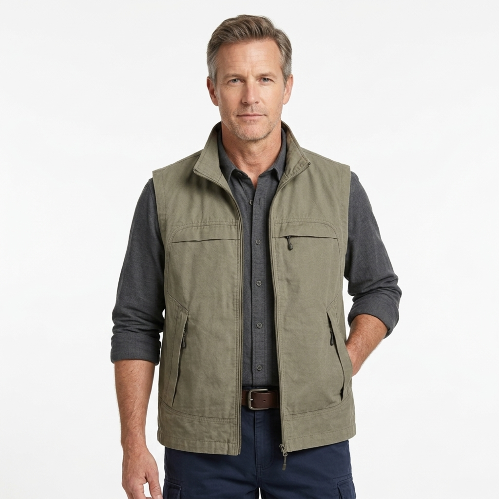 Gilet sans manches homme — poches zippées — extérieur et mi-saison