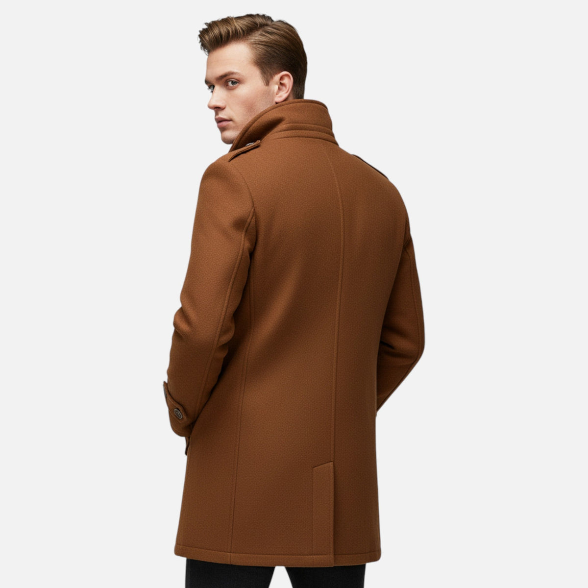 Ancienne Monde | Manteau d’Hiver Homme en Laine Mélangée à Double Col