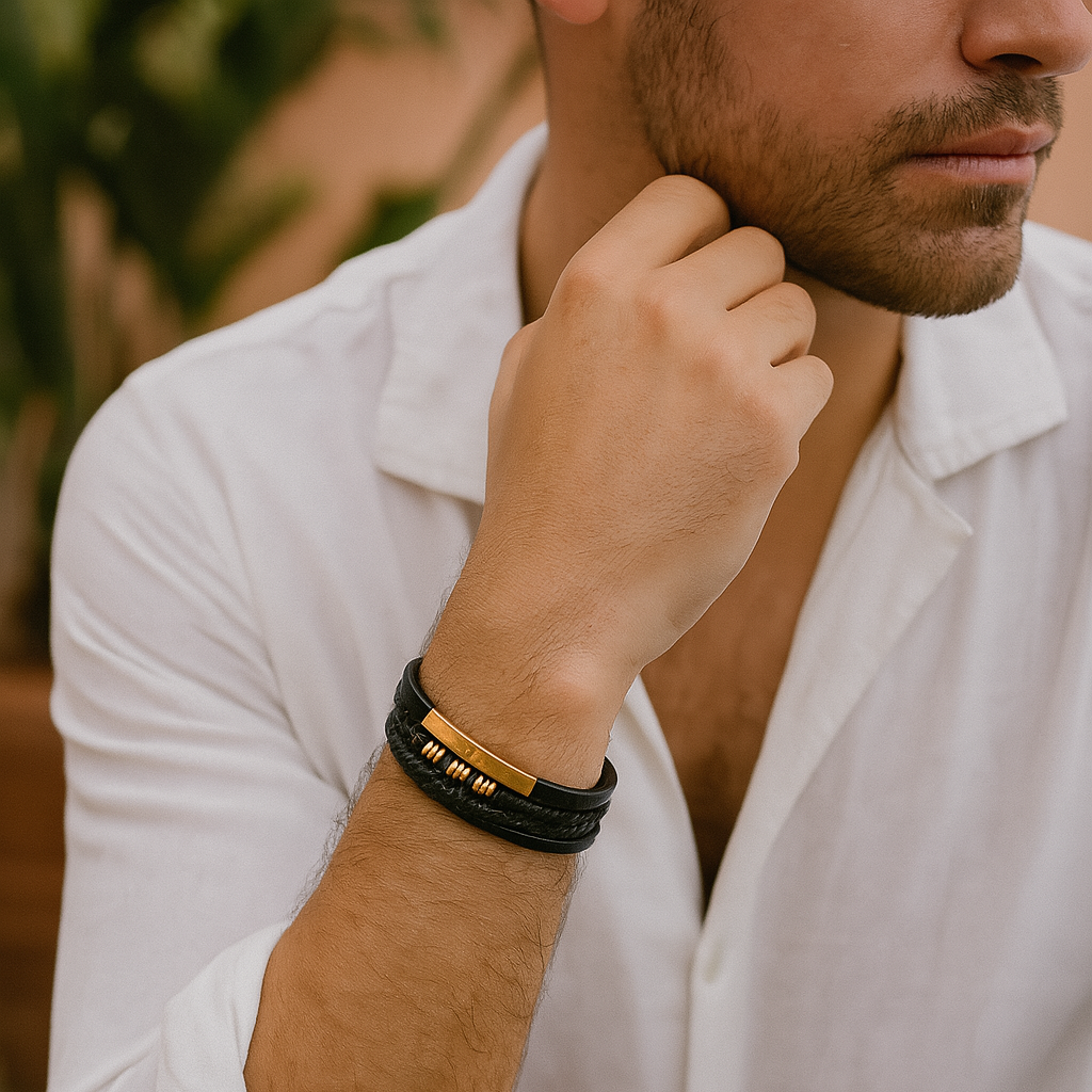 Bracelet en Cuir Homme – Finition Luxueuse et Style Polyvalent Intemporel