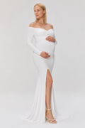Robe grossesse longue coton épaulettes dénudées
