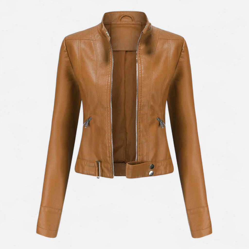 Ancienne Monde | Blouson Femme en Cuir Végan Style Classique Raffiné