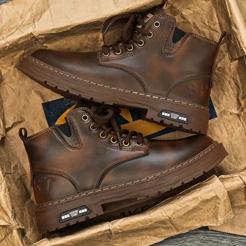 Bottes Cuir Véritable Homme – Semelle Robuste et Confort Durable