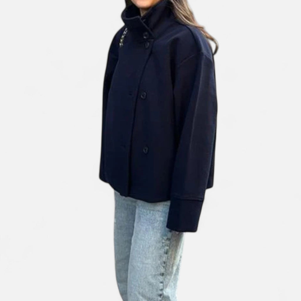 Ancienne Monde | Manteau Court Femme Col Haut Élégant