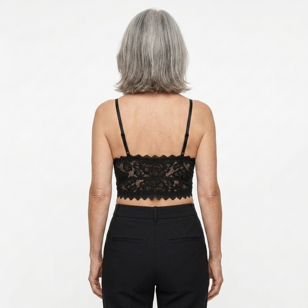 Haut court crop top pour femmes en dentelle — col en v — sortie chic