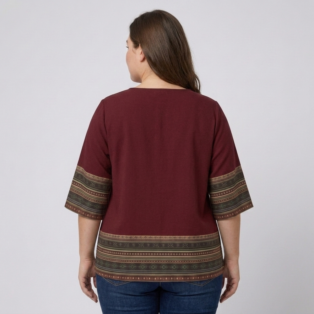 Blouse grande taille à col en V pour femme
