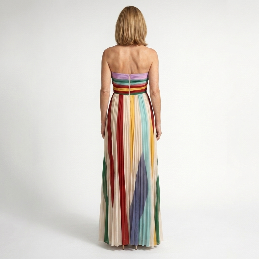 Robe longue femme bohème — bustier sans bretelles — plage et été