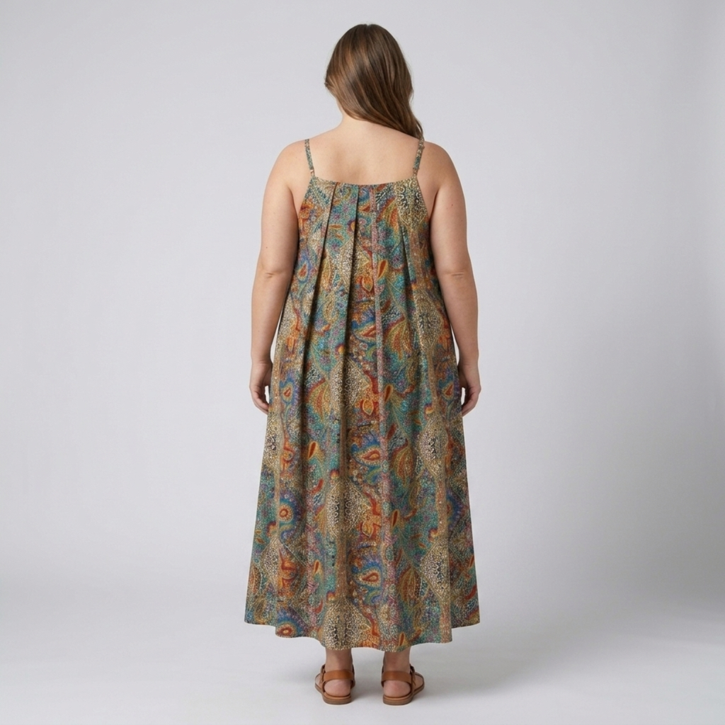 Robe longue grande taille pour femme à bretelles imprimé cachemire