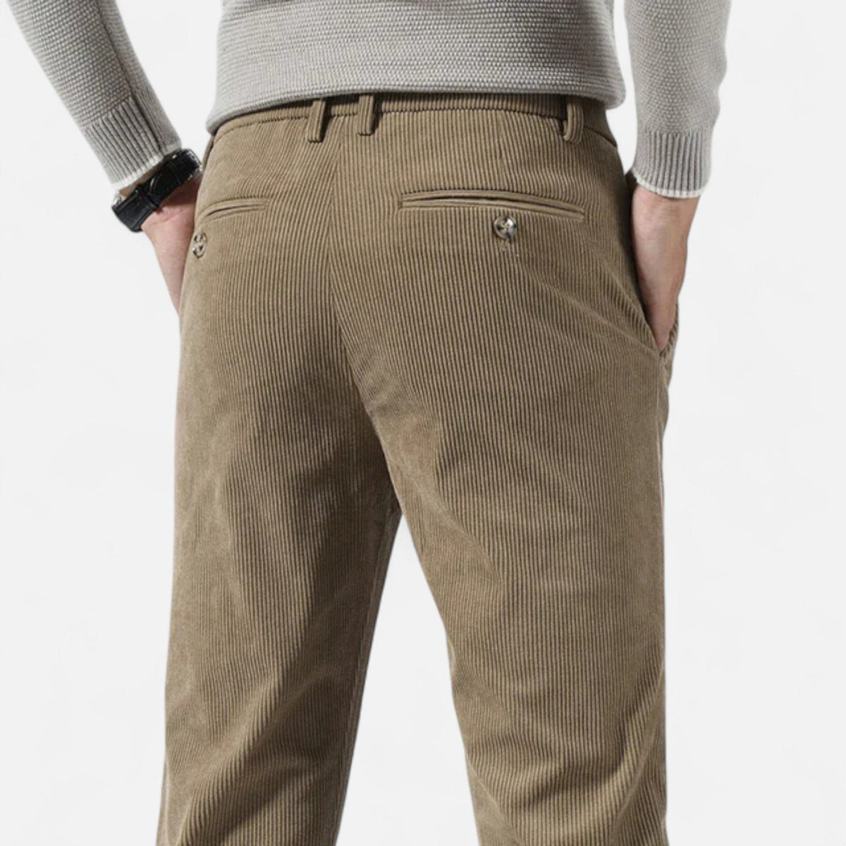 Ancienne Monde | Pantalon Homme en Velours Côtelé Coupe Droite Classique