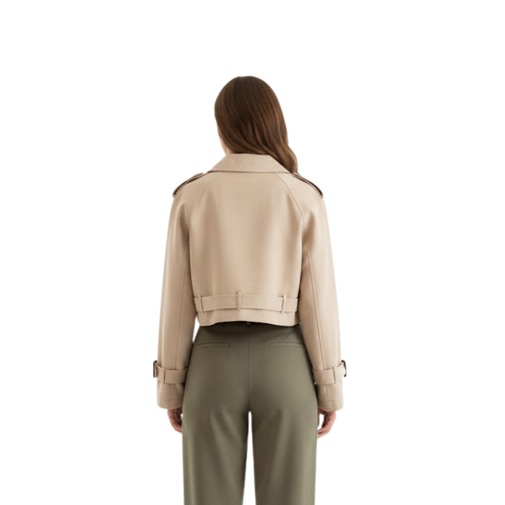 Ancienne Monde | Trench Court Femme Double Boutonnage Style Vintage