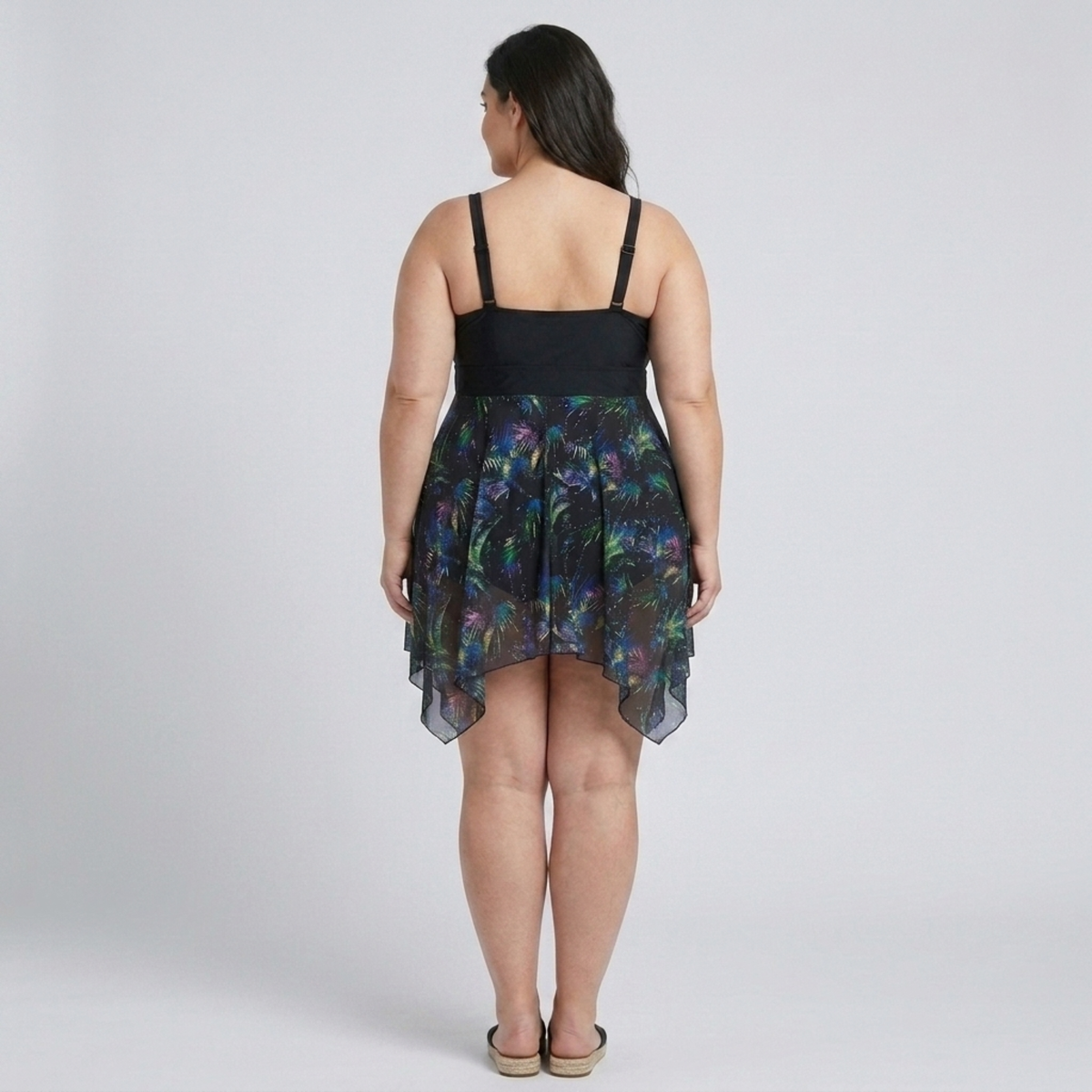 Robe maillot de bain grande taille pour femme avec jupe intégrée imprimée
