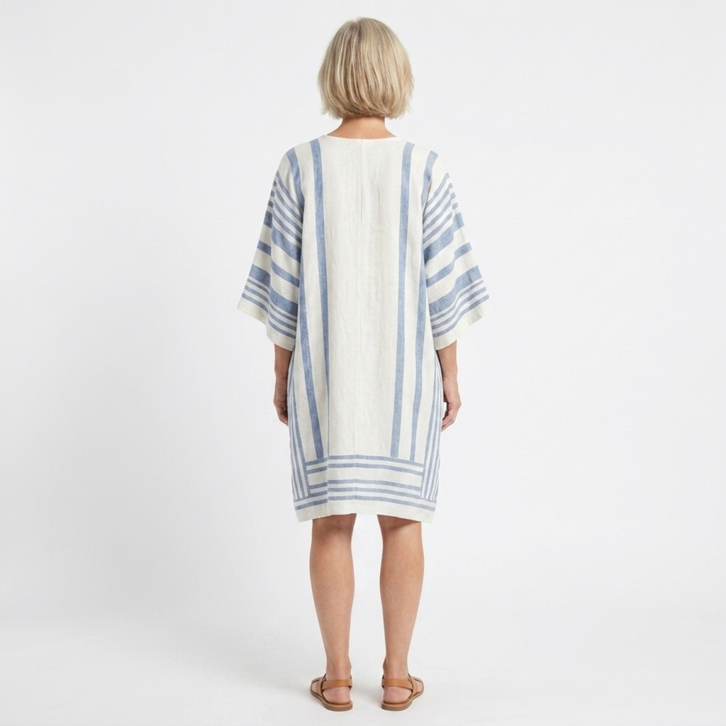 Tunique rayée kimono pour femme — coupe fluide — plage et voyage