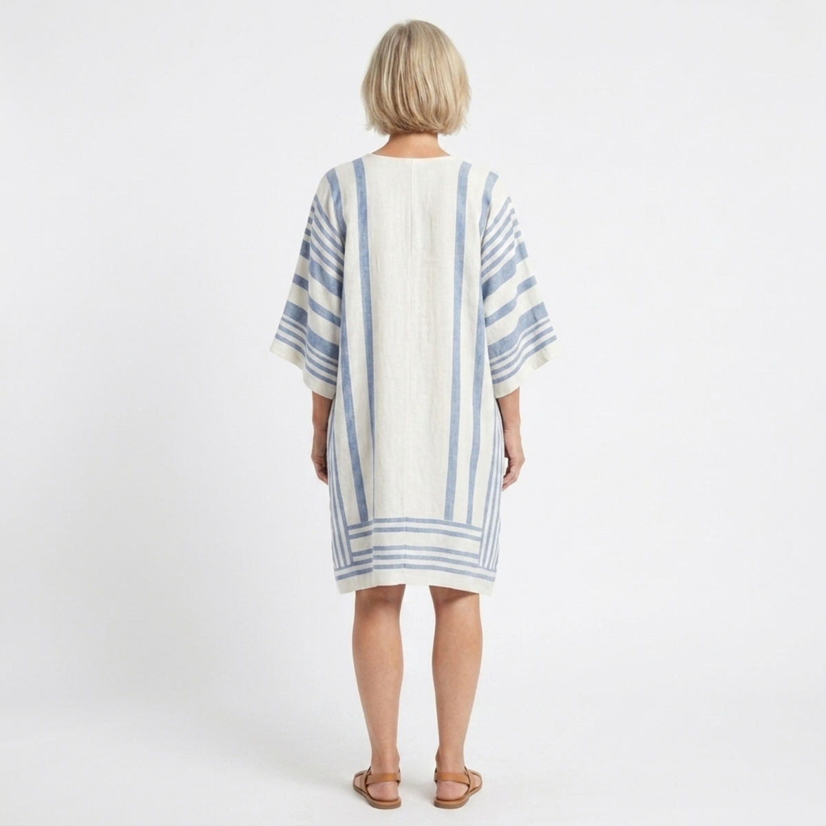 Tunique rayée kimono pour femme — coupe fluide — plage et voyage