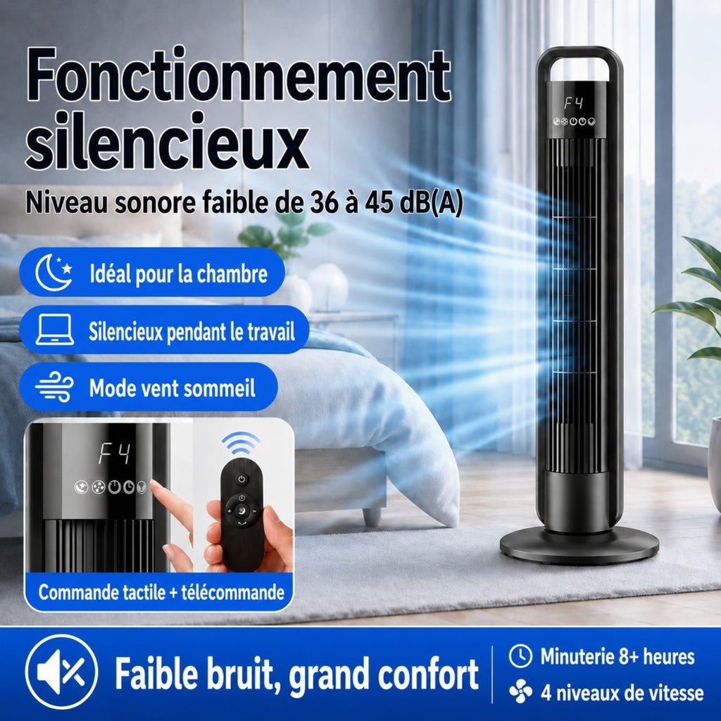 Ventilateur Colonne avec Télécommande, Oscillation et 4 Vitesses