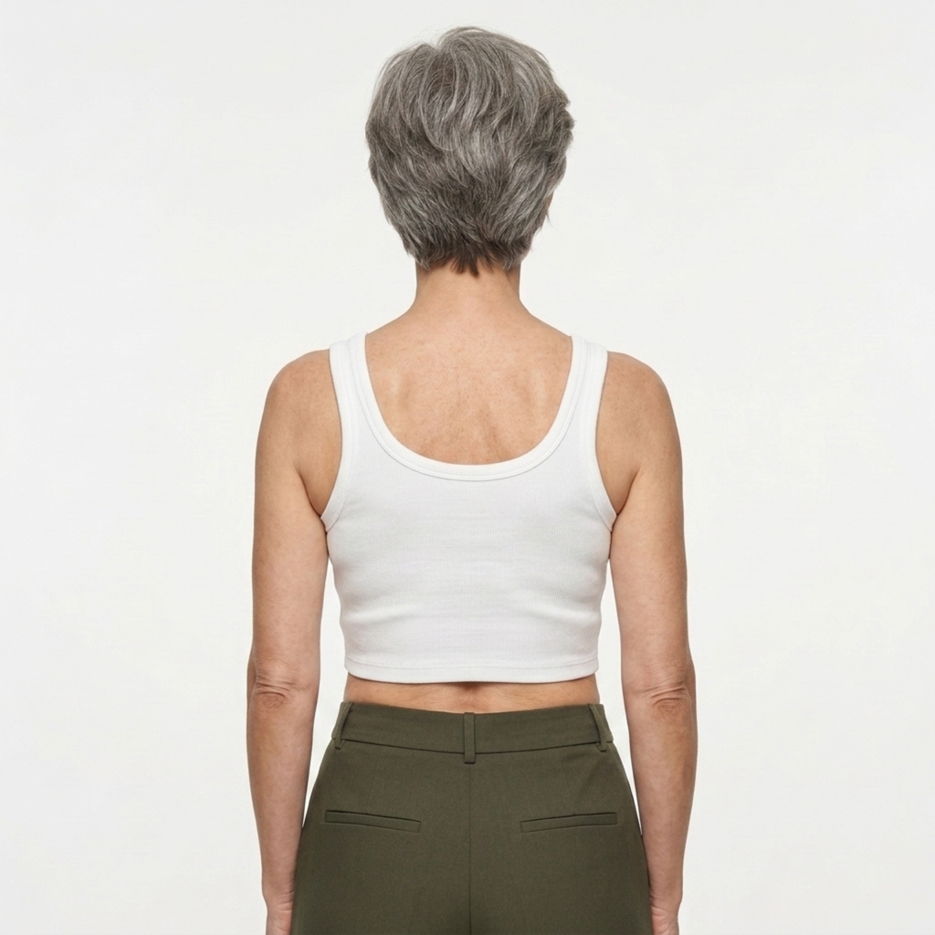 Débardeur crop top femme — maille côtelée — col carré — plage et vacances