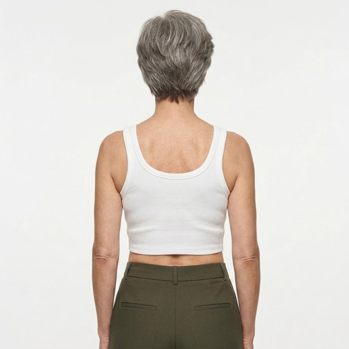 Débardeur crop top femme — maille côtelée — col carré — plage et vacances