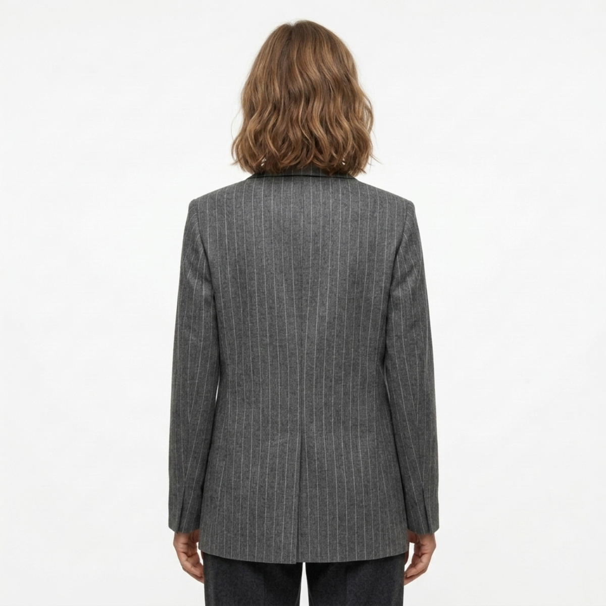 Blazer en Polyester Femme – Rayures Fines et Coupe Ample Décontractée
