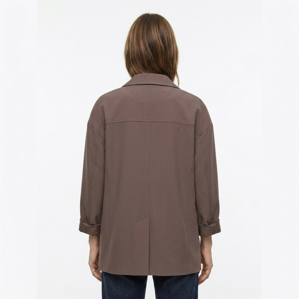 Blazer en Polyester Femme – Croisé et Coupe Oversize Moderne Décontractée