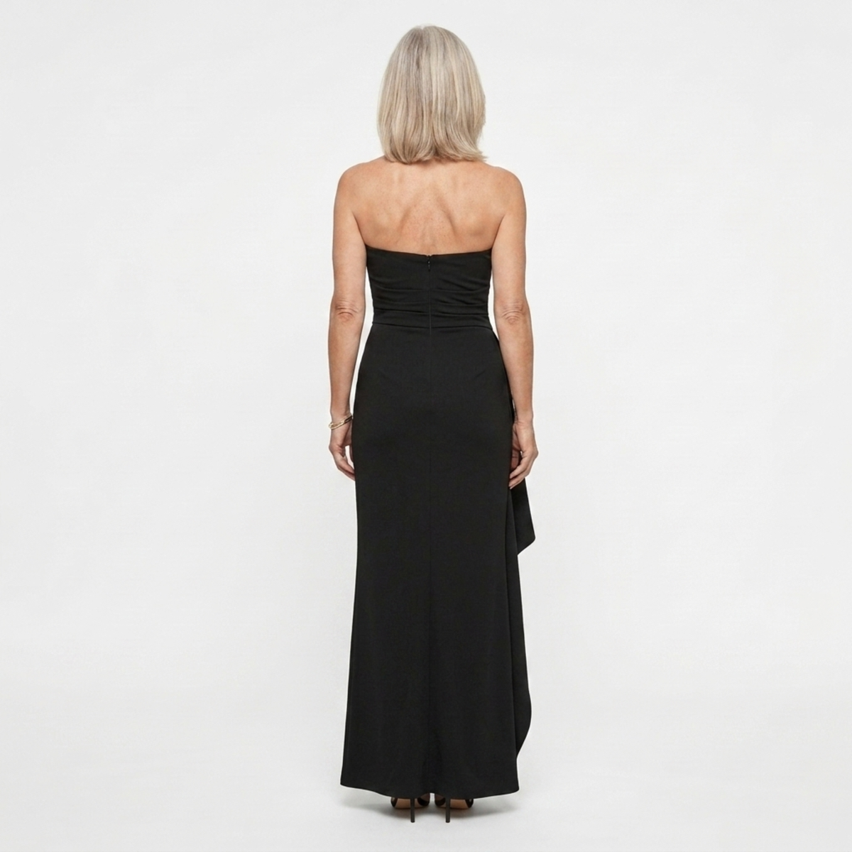 Robe de soirée longue — coupe sirène froncée avec fente | gala formel