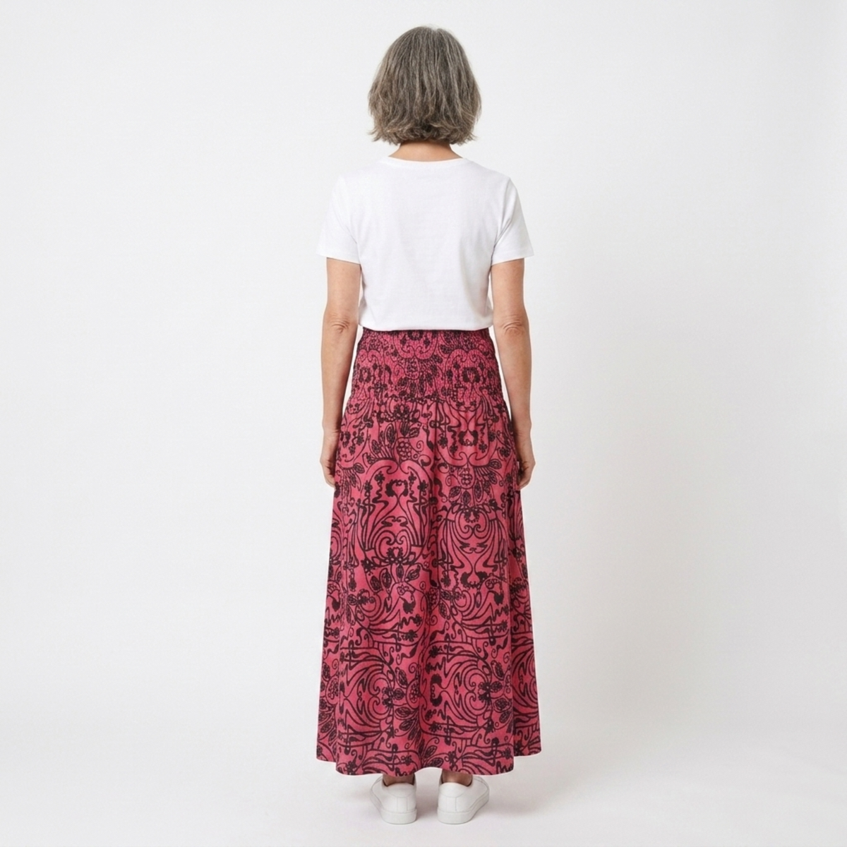 Jupe maxi longue bohème — taille haute élastique — vacances d'été