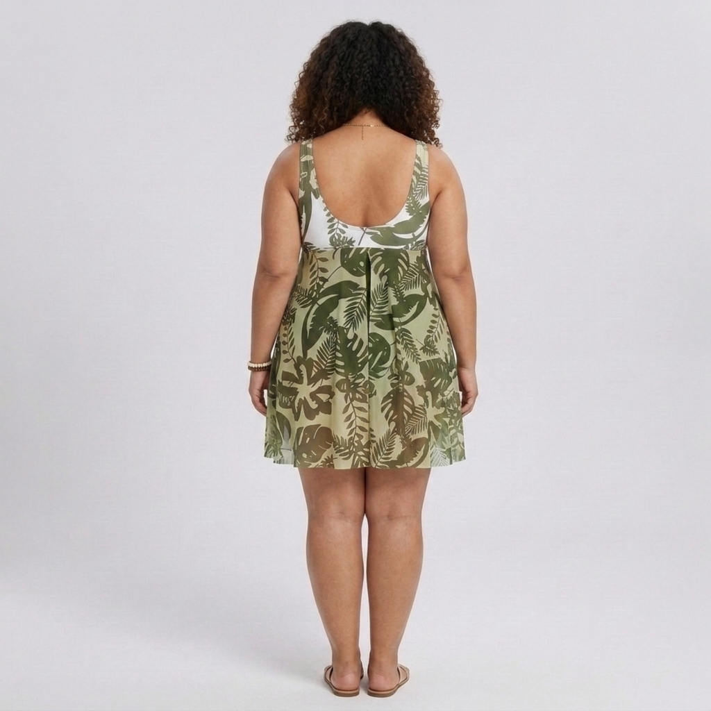 Maillot de bain une pièce grande taille pour femme avec paréo intégré imprimé fleuri