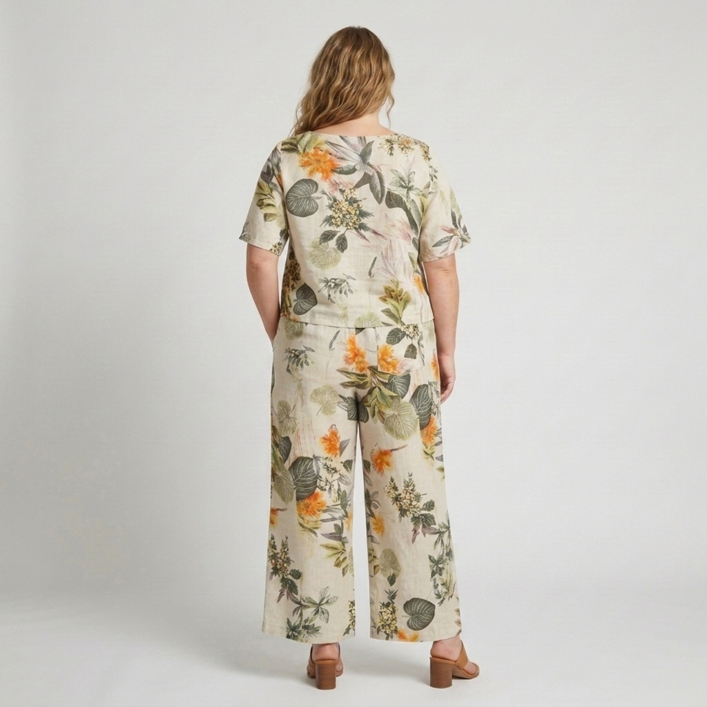 Ensemble pantalon grande taille à imprimé floral