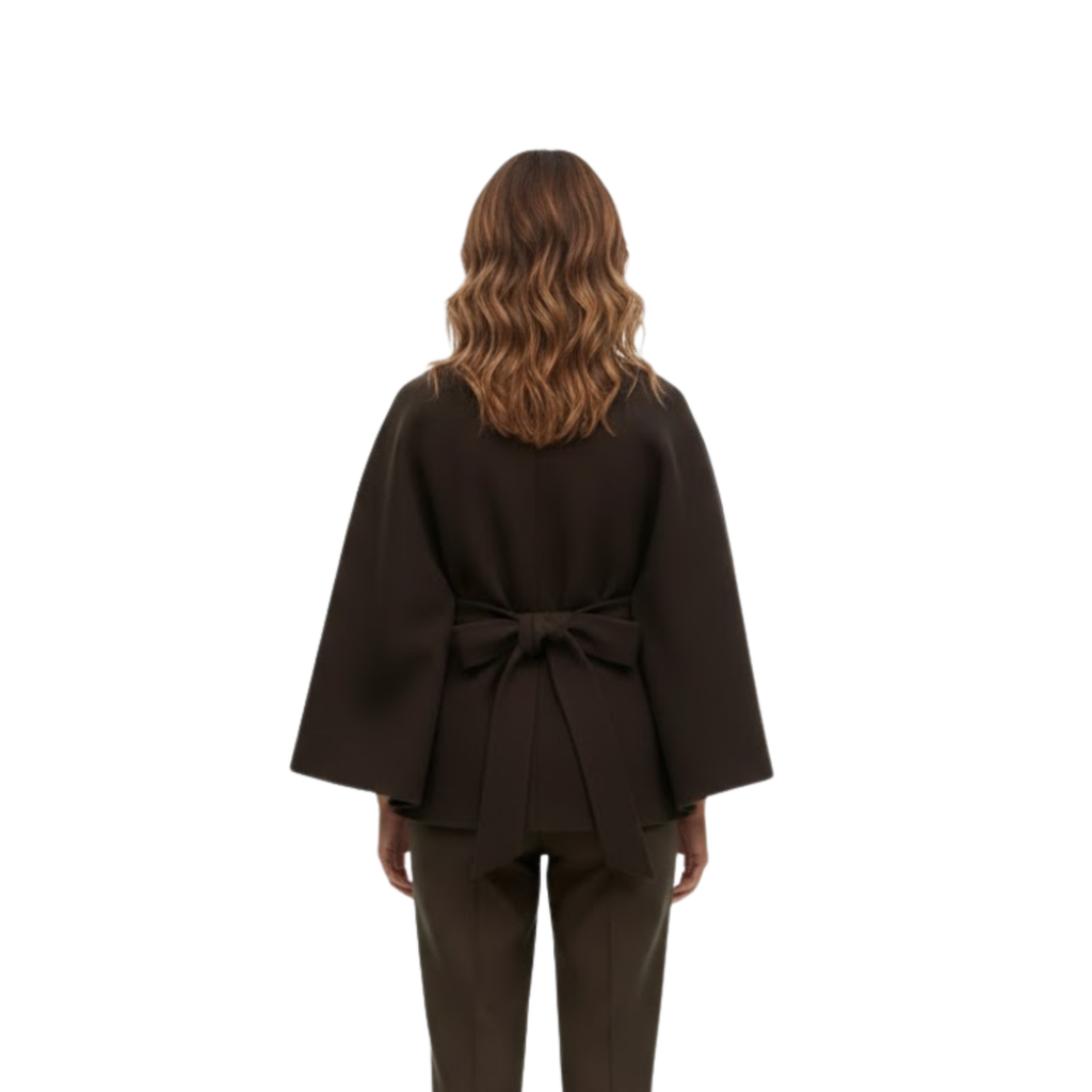 Manteau cape structuré avec ceinture et col montant