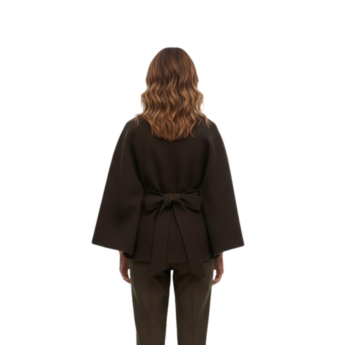 Manteau cape structuré avec ceinture et col montant