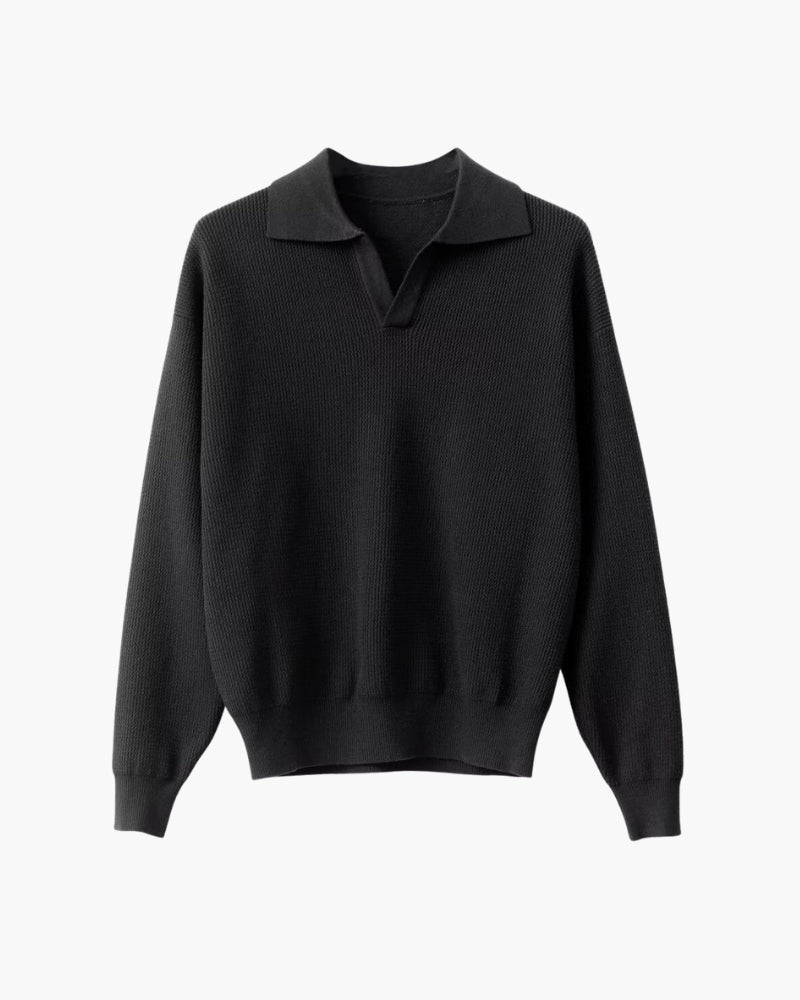 Pull Homme – Col Polo et Tricot Texturé Coupe Régulière Raffinée