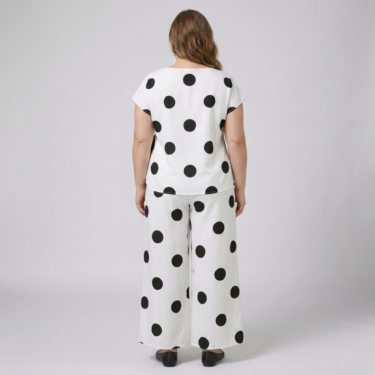 Ensemble deux pièces grande taille à pois pour femme