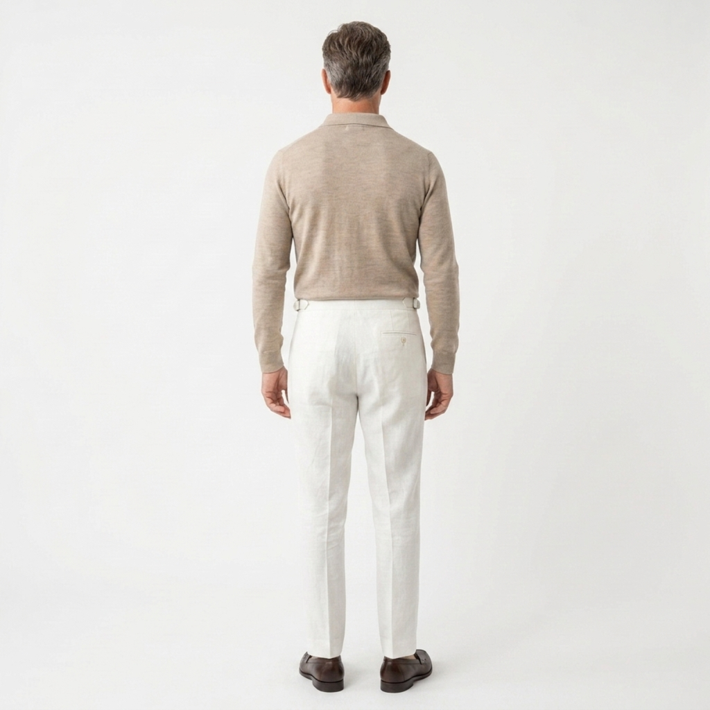 Pantalon habillé homme — 100 % lin — double pli — cérémonies formelles