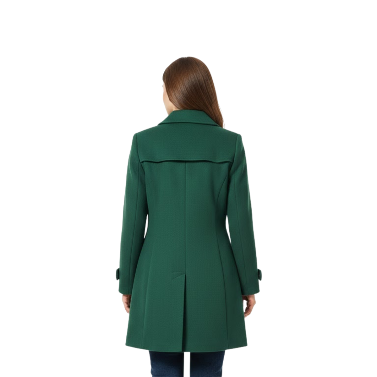 Manteau mi-long en laine à col tailleur et boutonnage multiple