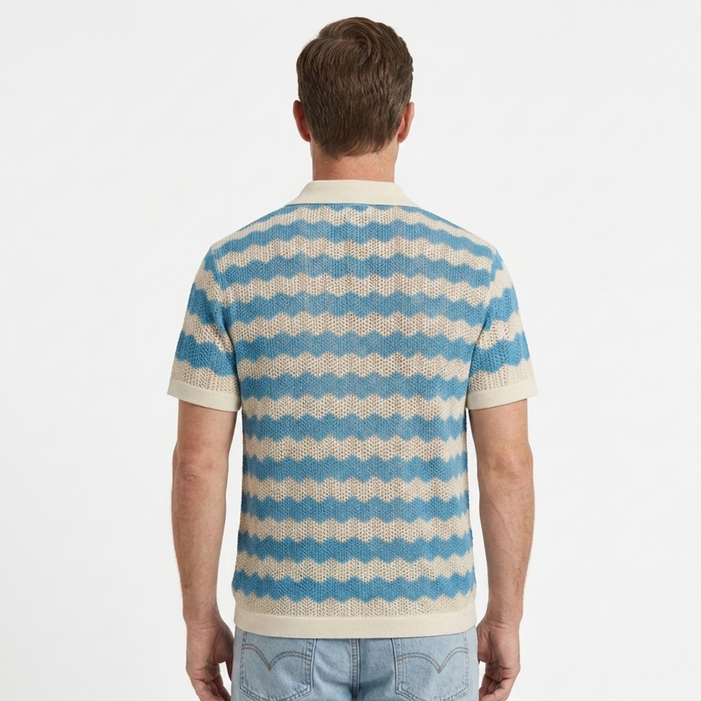 Polo homme en maille jacquard boutonné — vacances