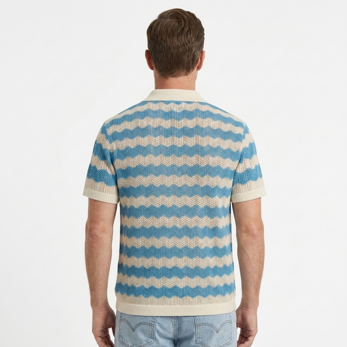 Polo homme en maille jacquard boutonné — vacances