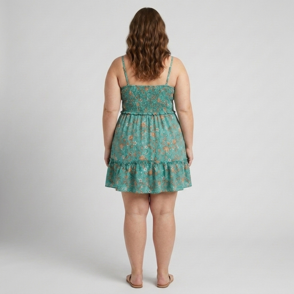 Robe d'été grande taille pour femme évasée à bretelles imprimé fleuri