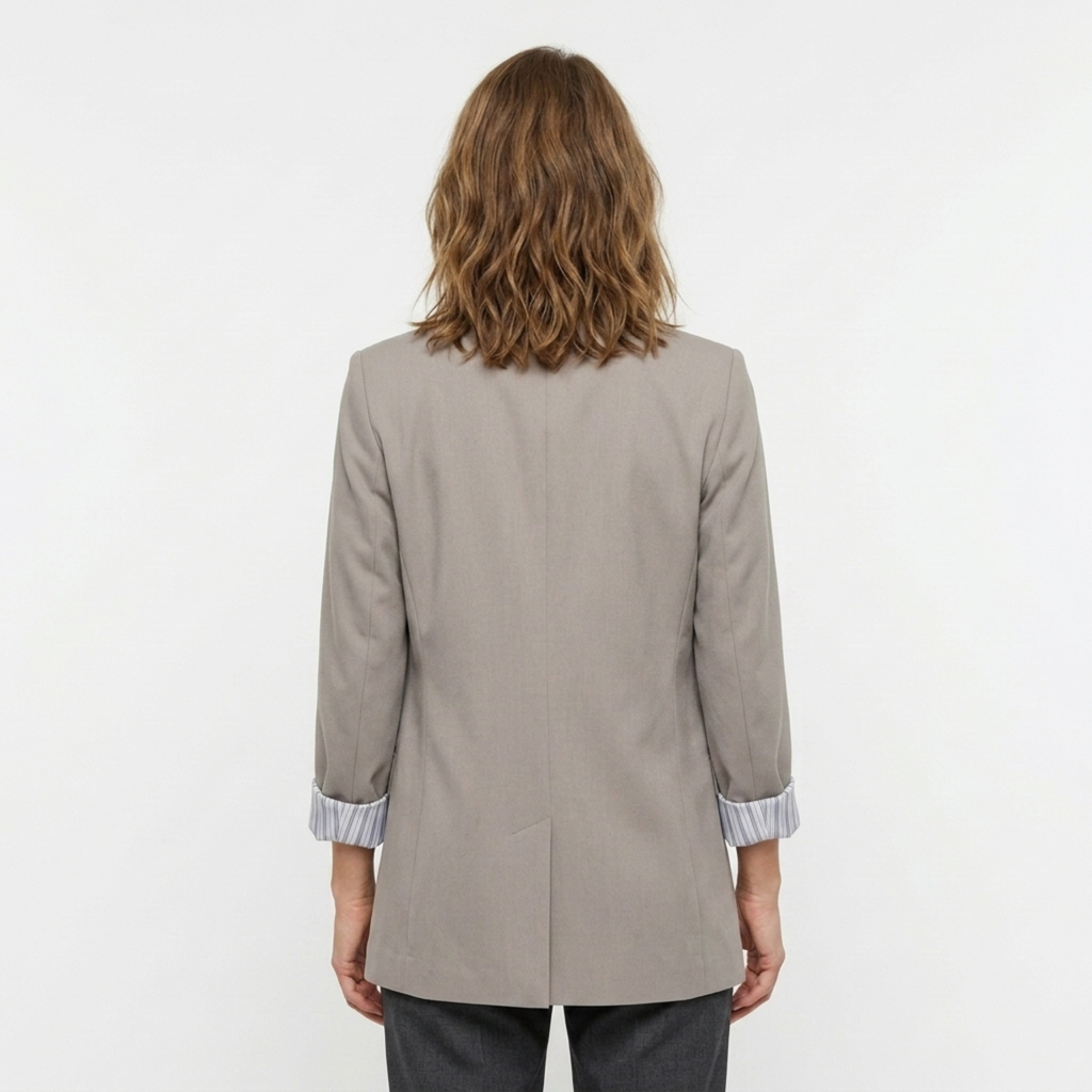 Blazer en Polyester Femme – Ouvert et Poches Coupe Ample Décontractée