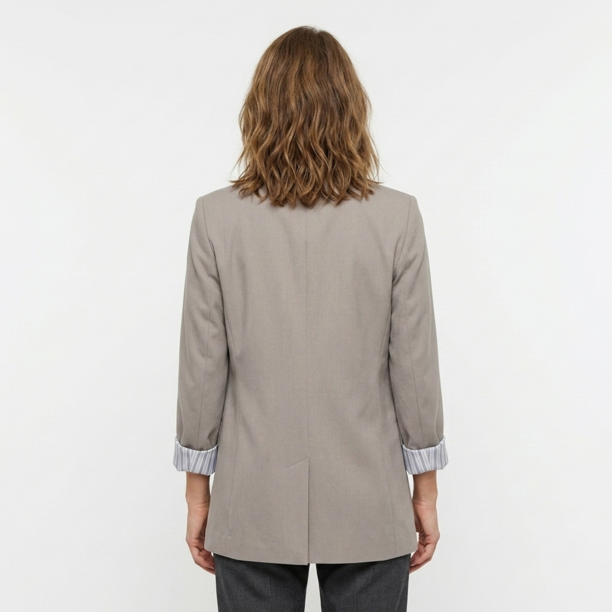 Blazer en Polyester Femme – Ouvert et Poches Coupe Ample Décontractée