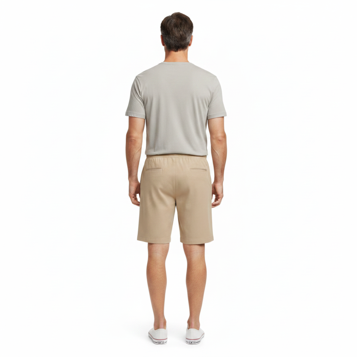 Short en Lin pour Homme avec Taille Élastiquée et Coupe Droite Décontractée