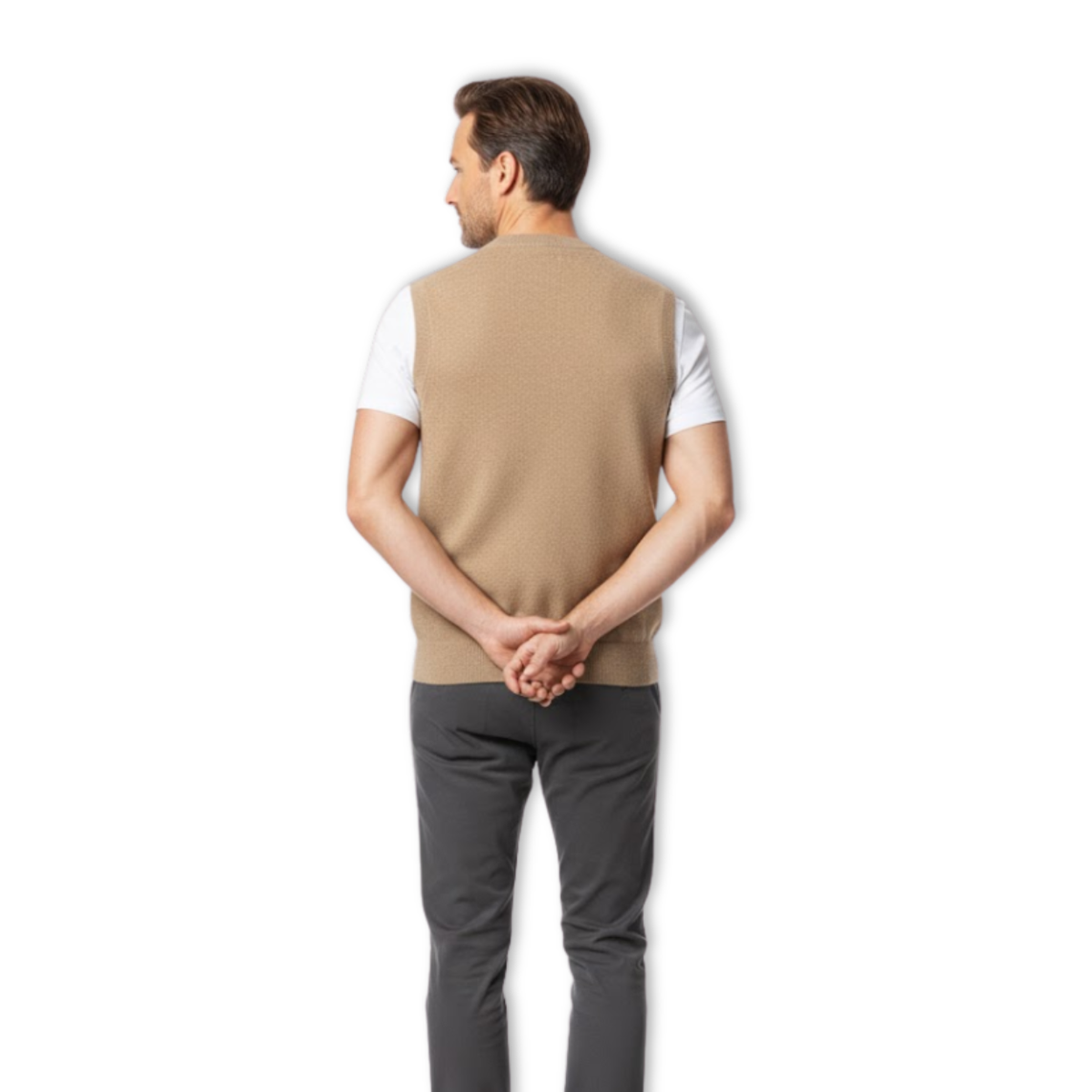 Débardeur homme 100% laine mérinos col en V sans manches coupe classique
