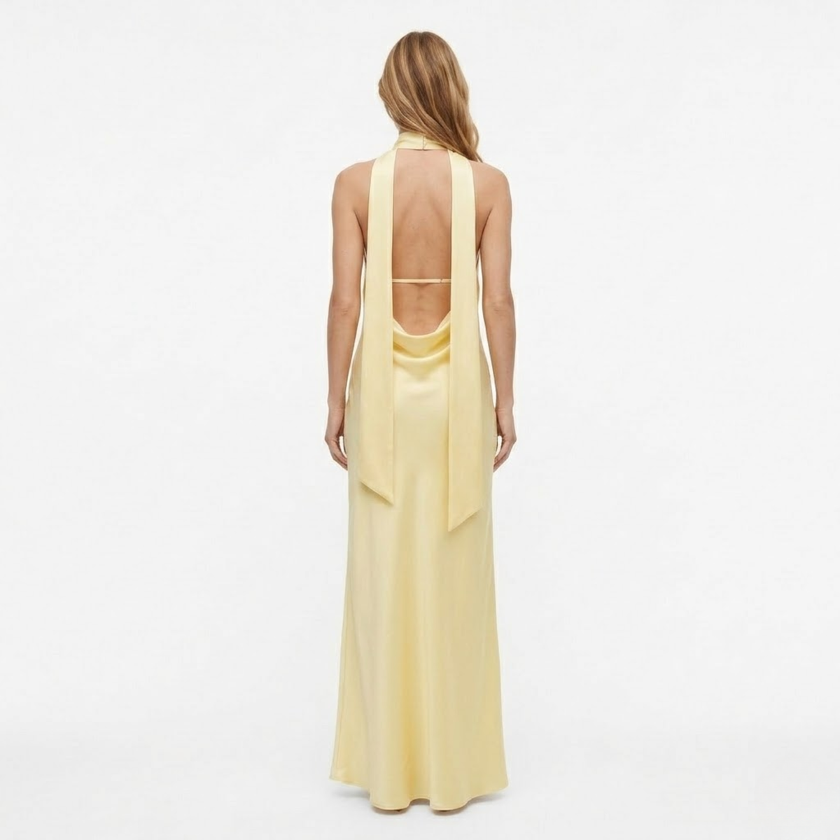 Robe Longue de Soirée en Polyester avec Décolleté Plongeant et Dos Nu pour Femme