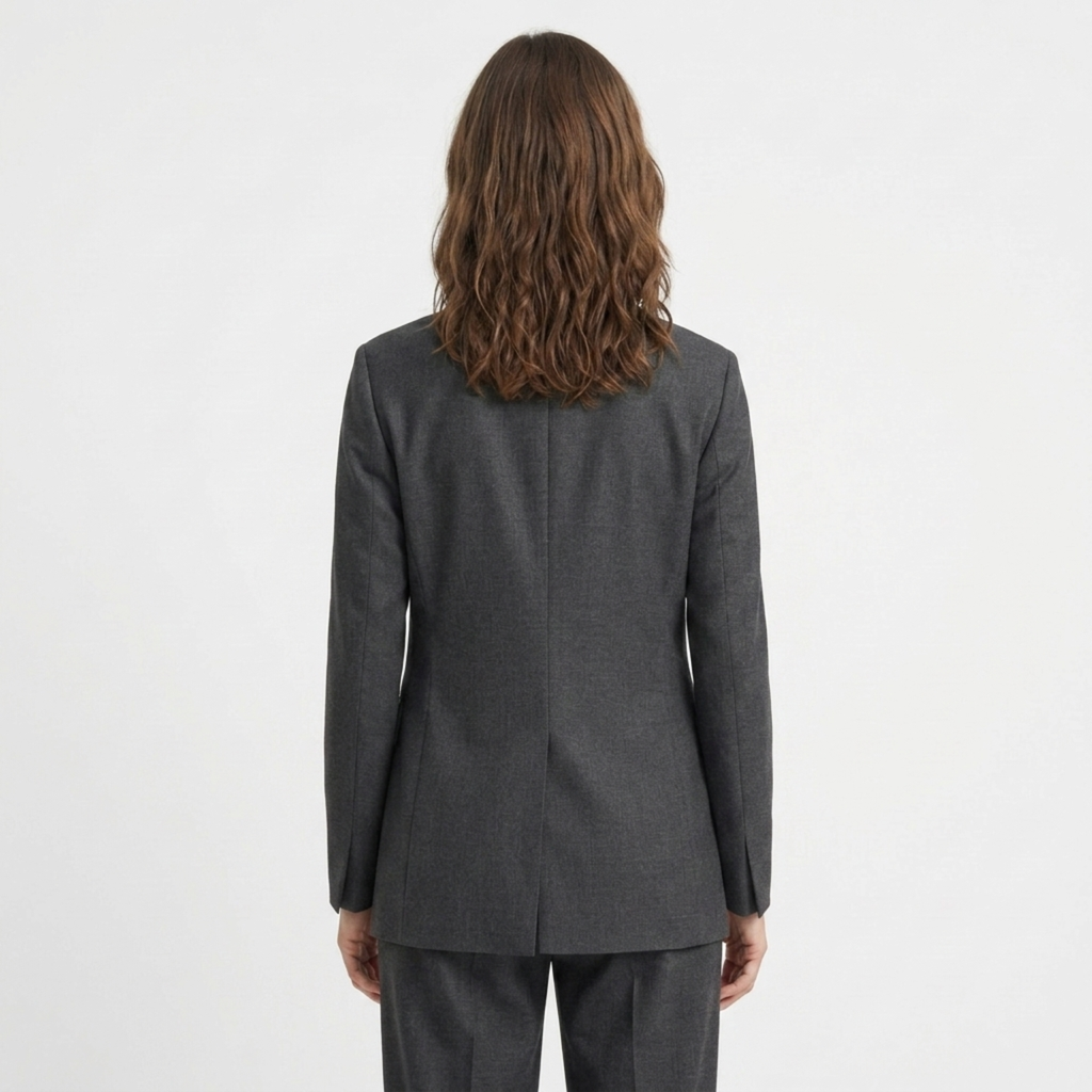 Blazer en Polyester Femme – Asymétrique et Bouton Unique Coupe Ajustée